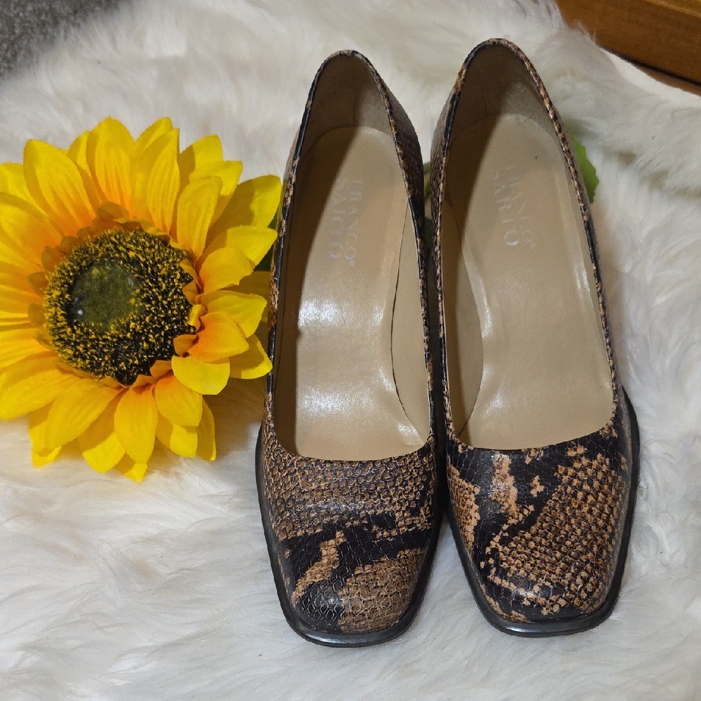 Franco Sarto Brown Snakeskin Heels